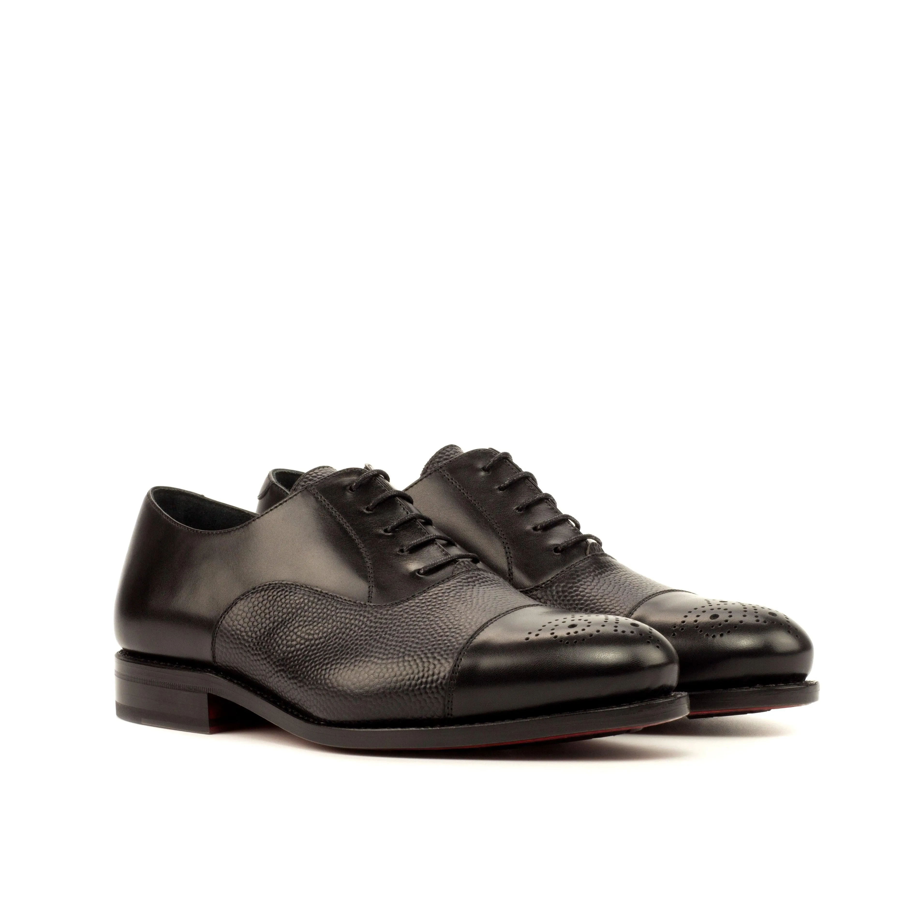 Black Punched Toe Oxford Shoes Slim Shape
