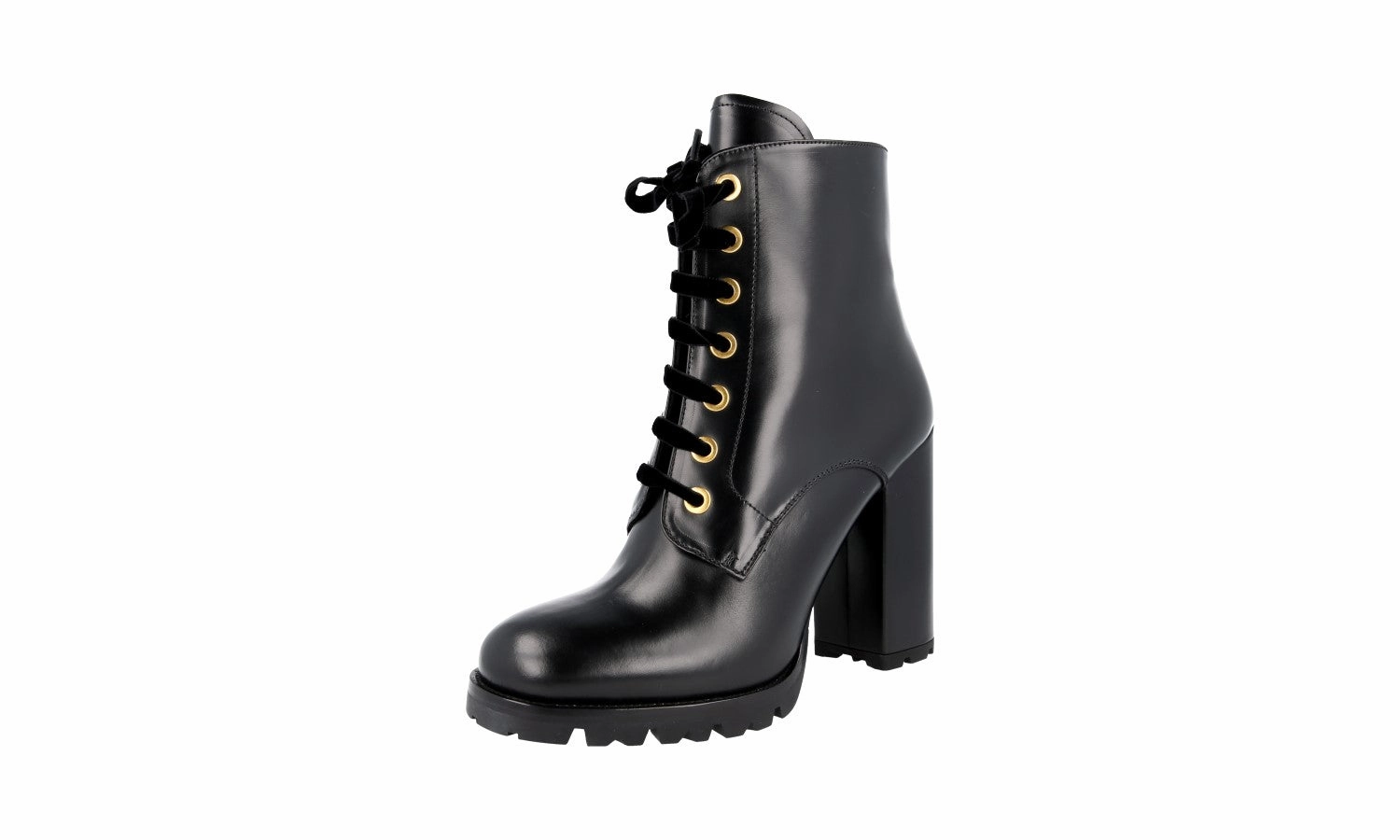 Winter Ready Boot Versatile Step Prada Women's Black welt-sewn Leather Half-Boot 1T138H