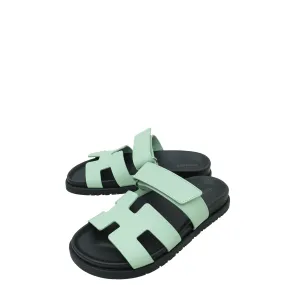 Stretch Fabric Work Commute Top quality Hermes Vert Jade Chypre Sandals 36