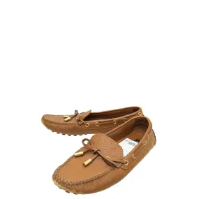 Brave Walk Posture aid Louis Vuitton Brown Monogram Embossed Gloria Flat Loafer 36.5