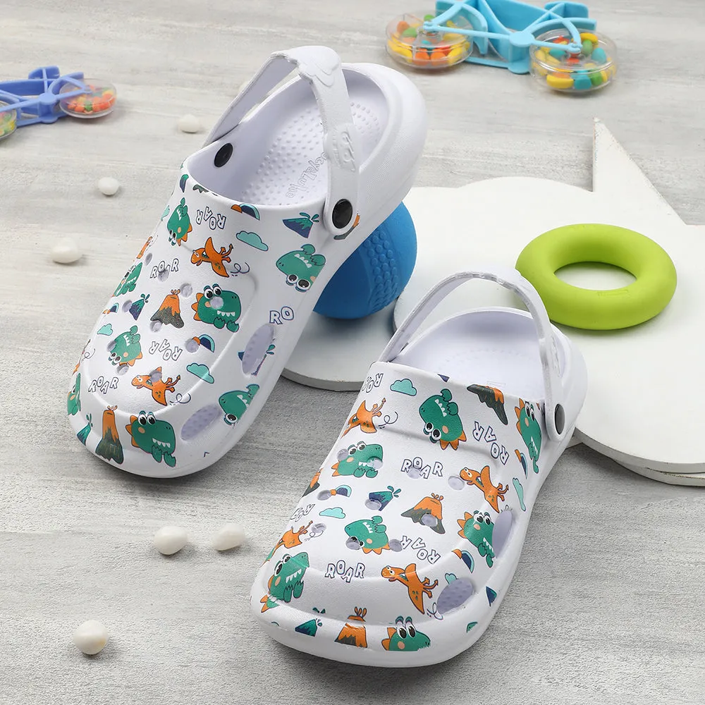 Lucy & Luke White Casual Slingback Printed Clogs For Kids ALEX-K2E By Liberty Comfort relaxation