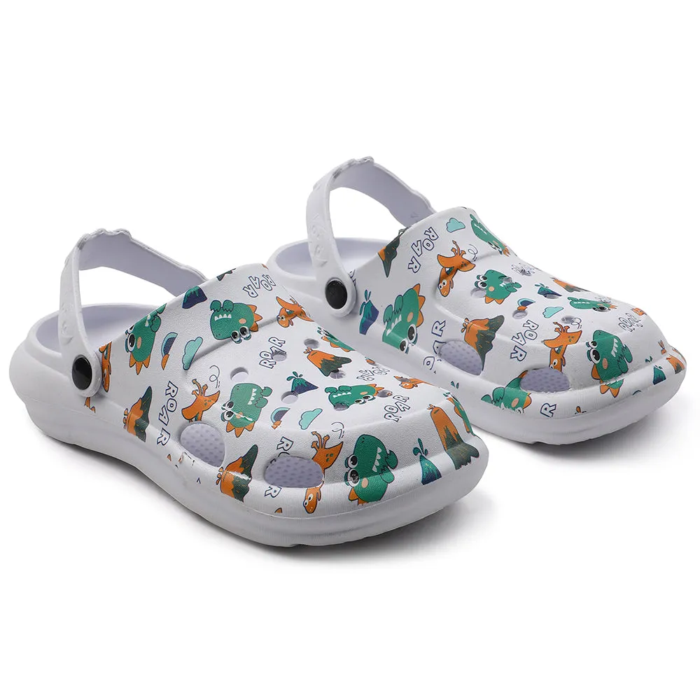 waterproof Lucy & Luke White Casual Slingback Printed Clogs For Kids ALEX-K2E By Liberty