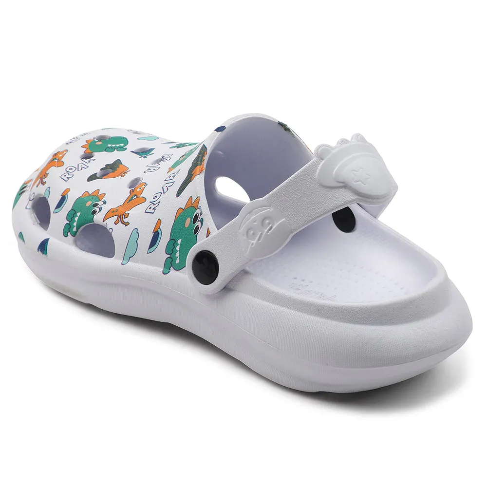 Comfort Zone Breathable Linings Lucy & Luke White Casual Slingback Printed Clogs For Kids ALEX-K2E By Liberty