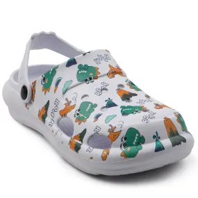 Lucy & Luke White Casual Slingback Printed Clogs For Kids ALEX-K2E By Liberty Anti   Bacterial soft feel