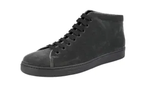 Run All Day Prada Men's Grey Leather High-Top Sneaker 4T3134