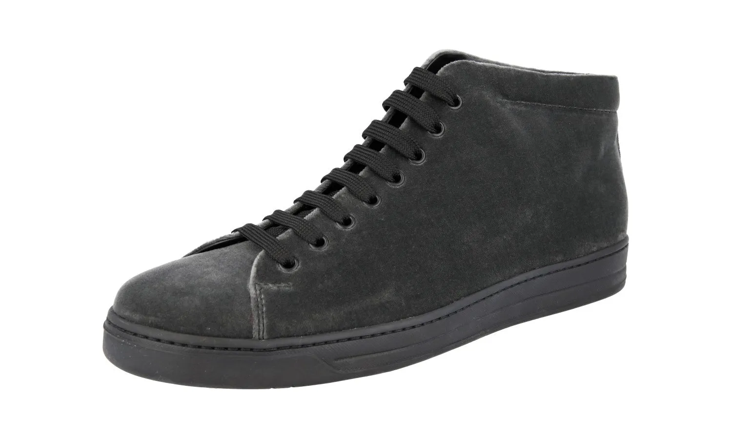 Run All Day Prada Men's Grey Leather High-Top Sneaker 4T3134