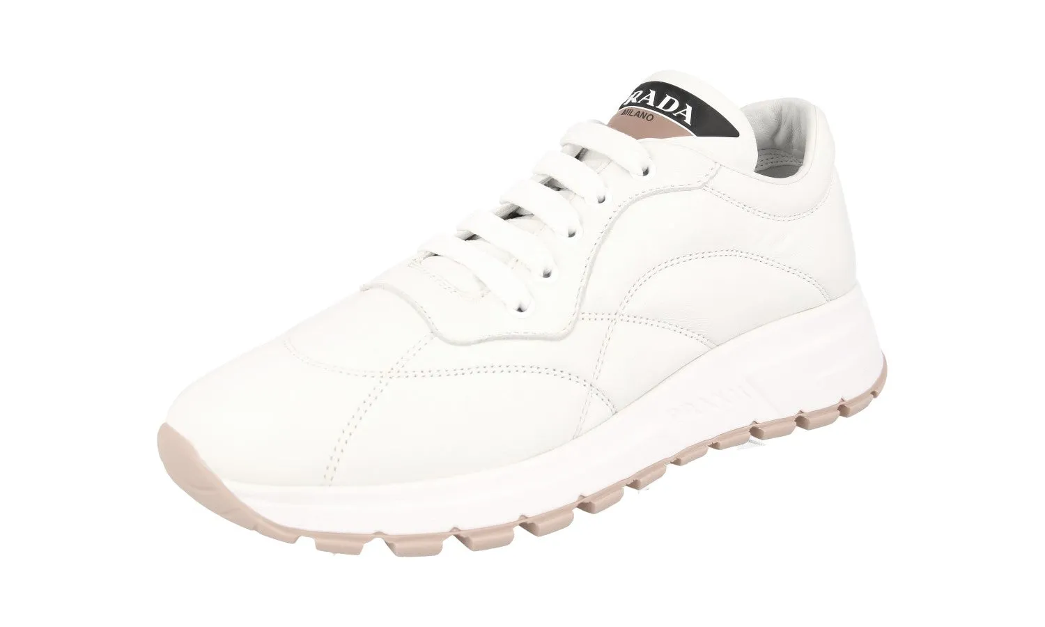 Prada Women's White Leather Prax01 Sneaker 1E245L Urban Energy Winter Ready
