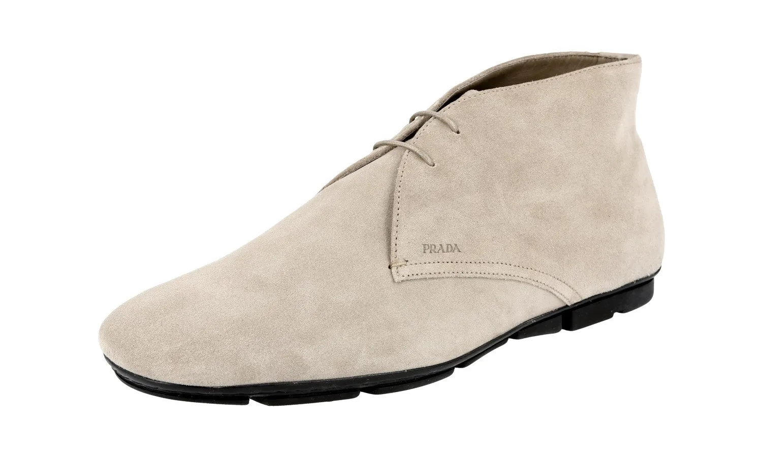 Prada Men's Beige Leather Chukka Lace-up Shoes 2TD004 Balanced Fit Daily Tasks