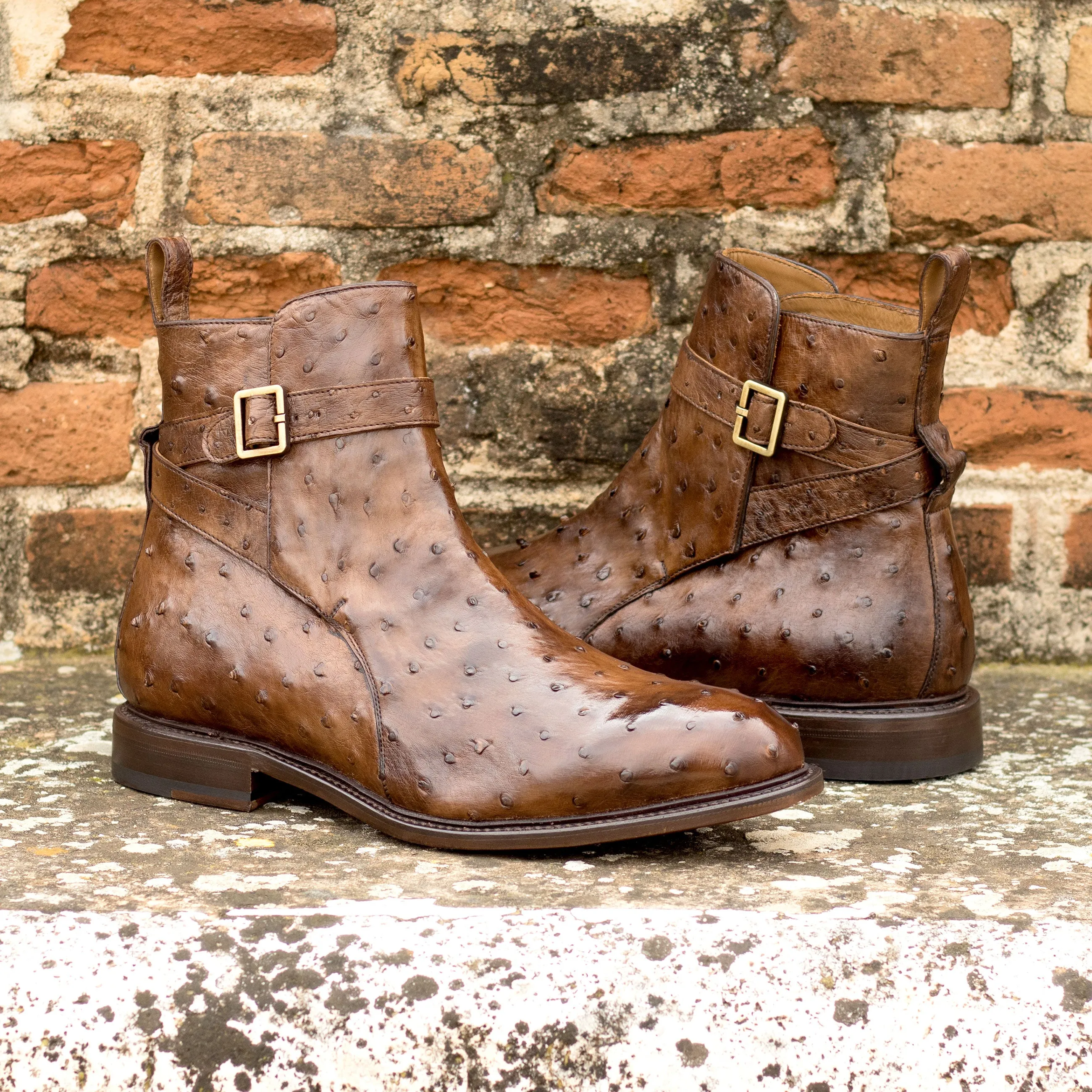 Formal Wear Medium Brown Ostrich Jodhpur Boots