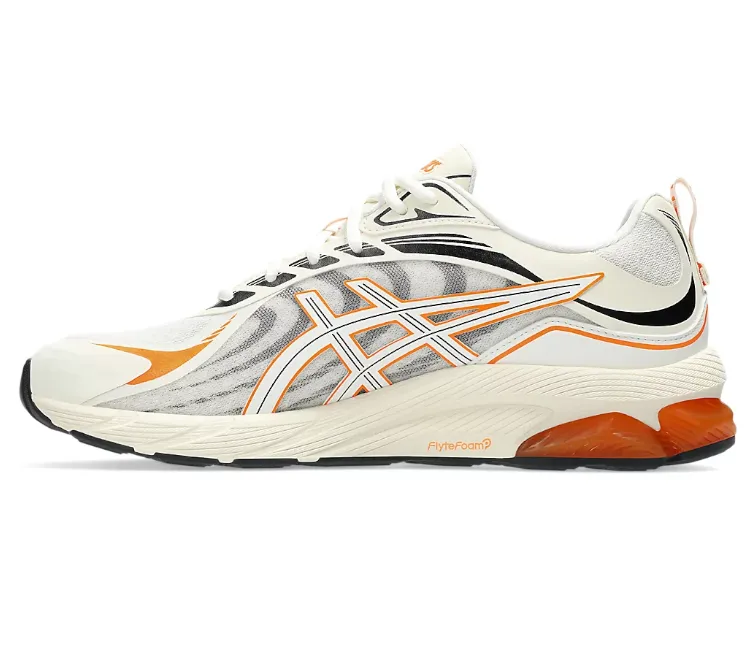 running with a zipper closure designer - brand shoes Men's Asics Gel Quantum 180 8 (Cream/Shocking Orange)