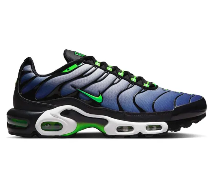 microfiber - feature shoes Men's Nike Air Max Plus TN (Black/Scream Green)