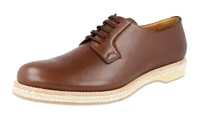 Prada Men's Brown Leather Lace-up Shoes 2EG113 Style Shade Club Fit