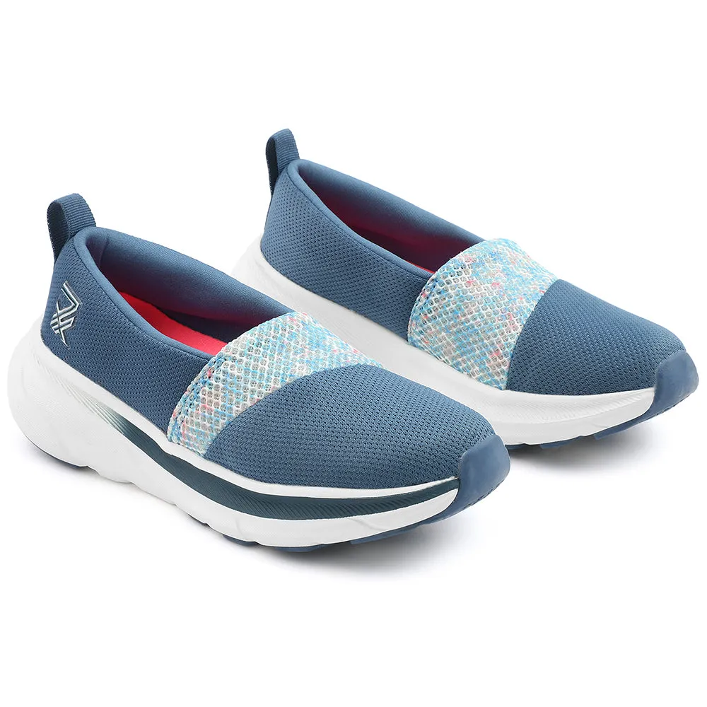 Non Slip Tread Pattern Durable Ripstop Upper Leap7x Blue Sports Non Lacing Walking Shoes For Women CANBERRA1E By Liberty