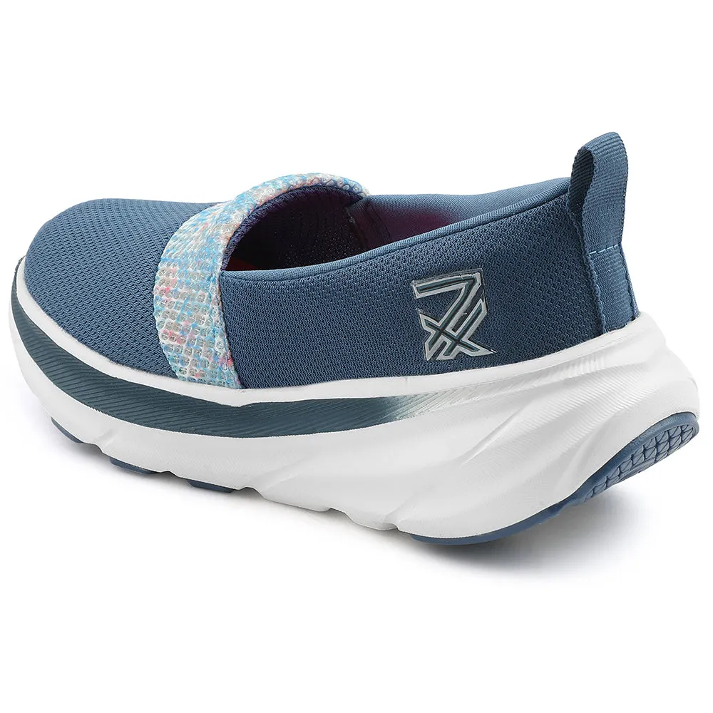 Leap7x Blue Sports Non Lacing Walking Shoes For Women CANBERRA1E By Liberty Seamless Interior Padding