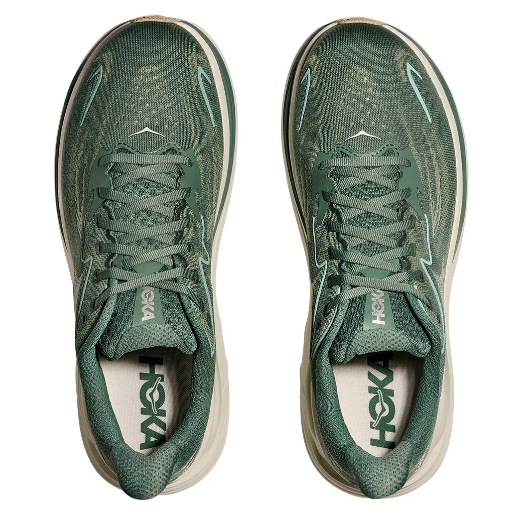 Mens Hoka Clifton 10 in Fern/ Truffle Salt Twist Free Motion Clean Edge