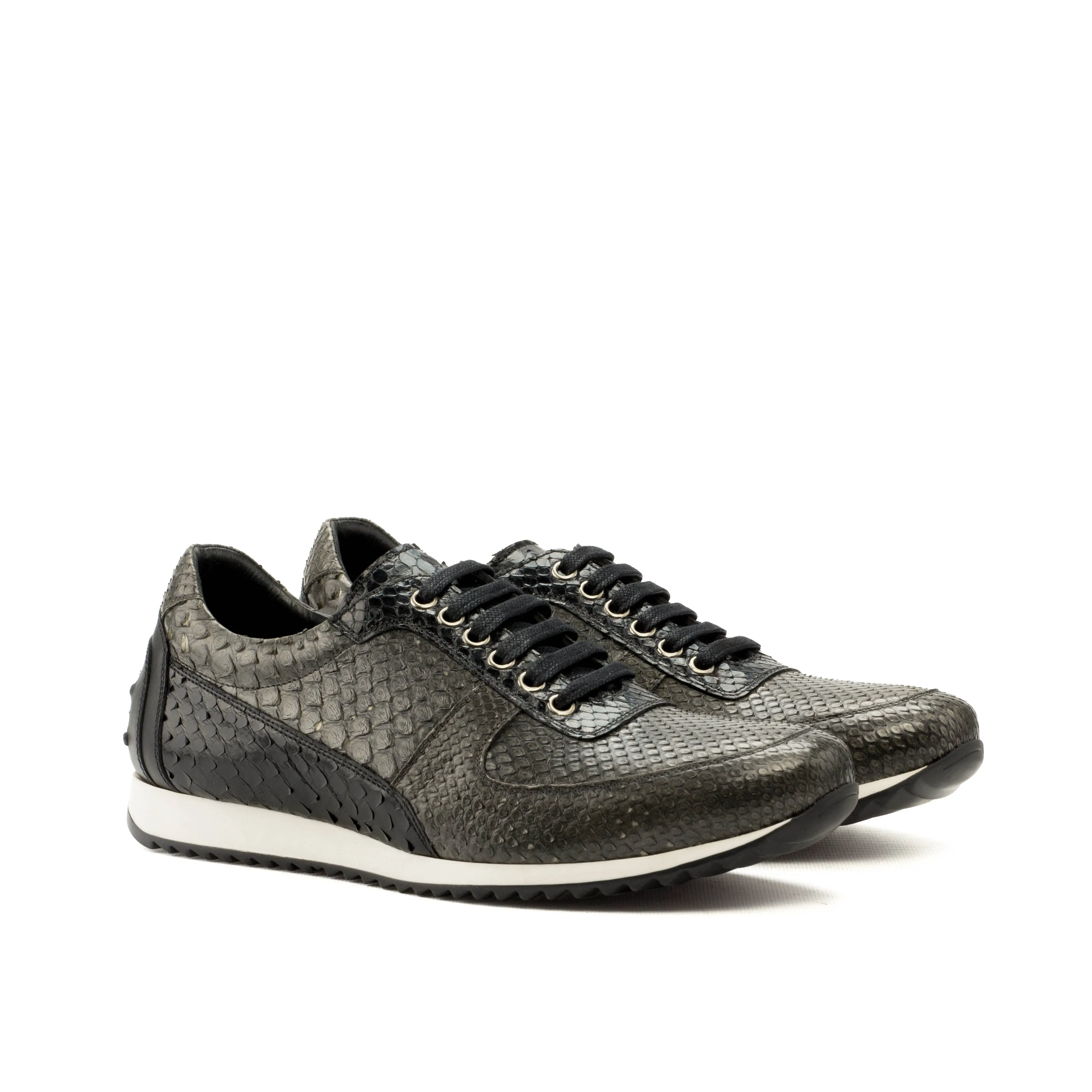 gravel running shoes Grey & Black Python Trainer Sneakers