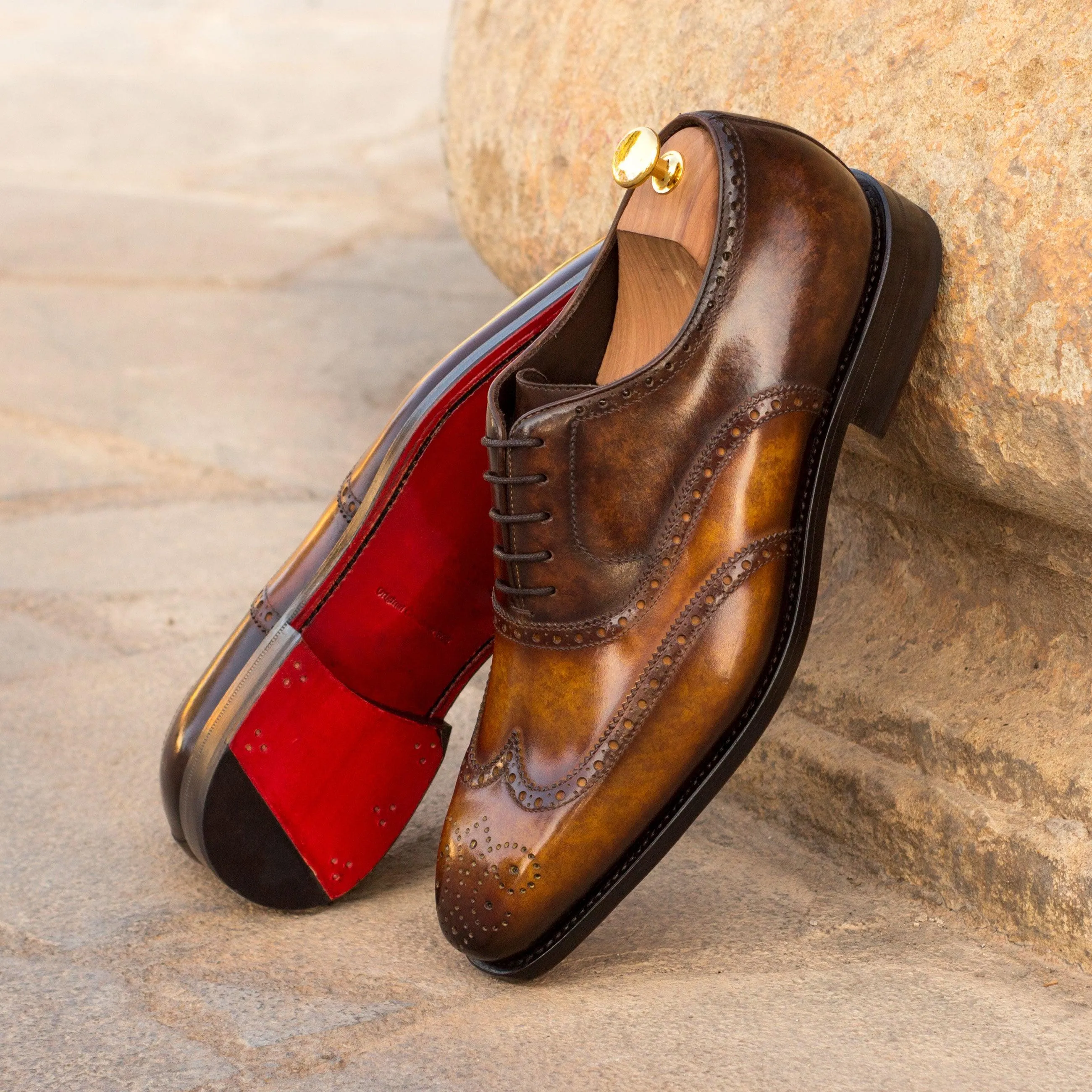 Coastal Cool Cognac & Brown Marble Patina Brogue