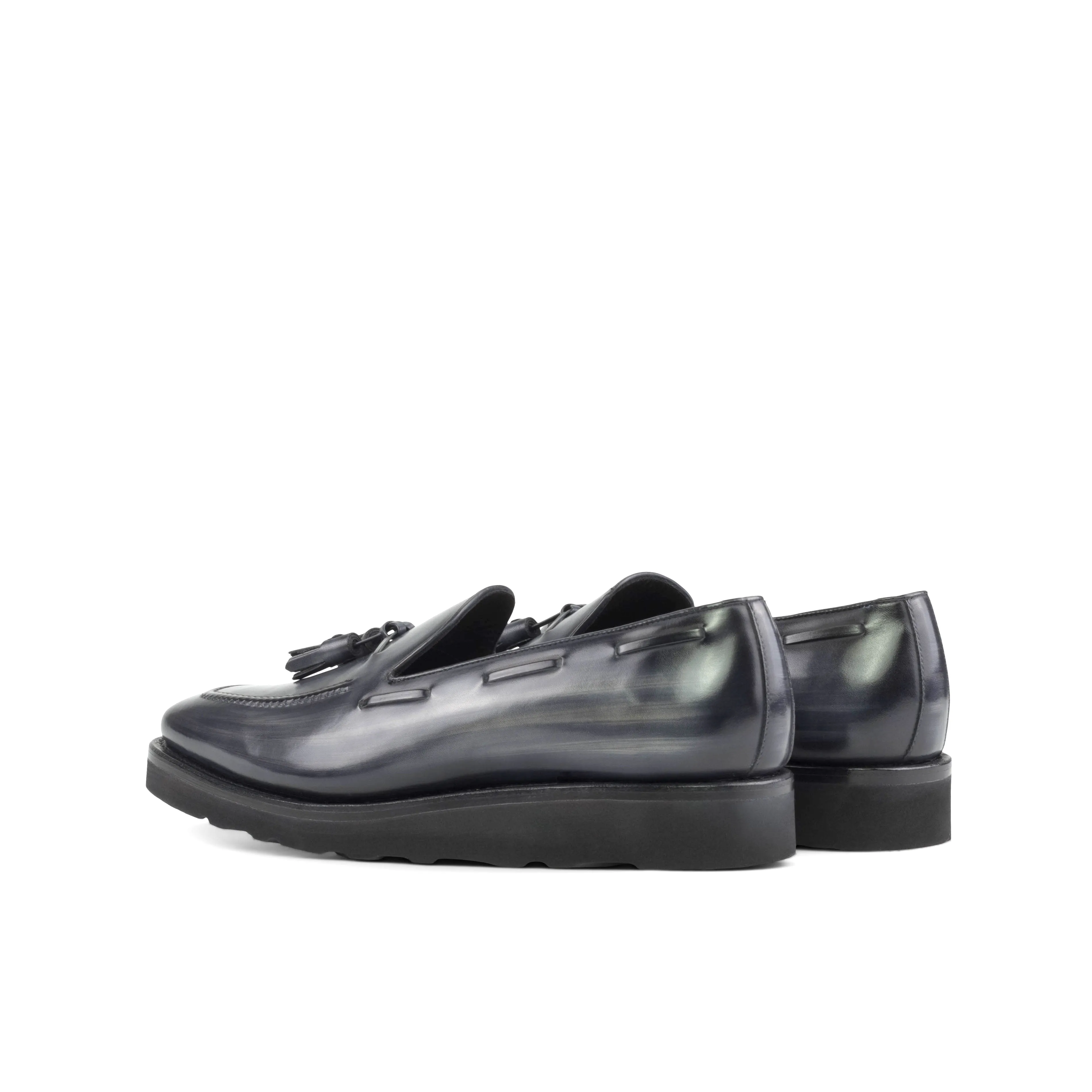 Grey Patina Leather Tassel Loafer Shock Absorbing Fresh Sprint