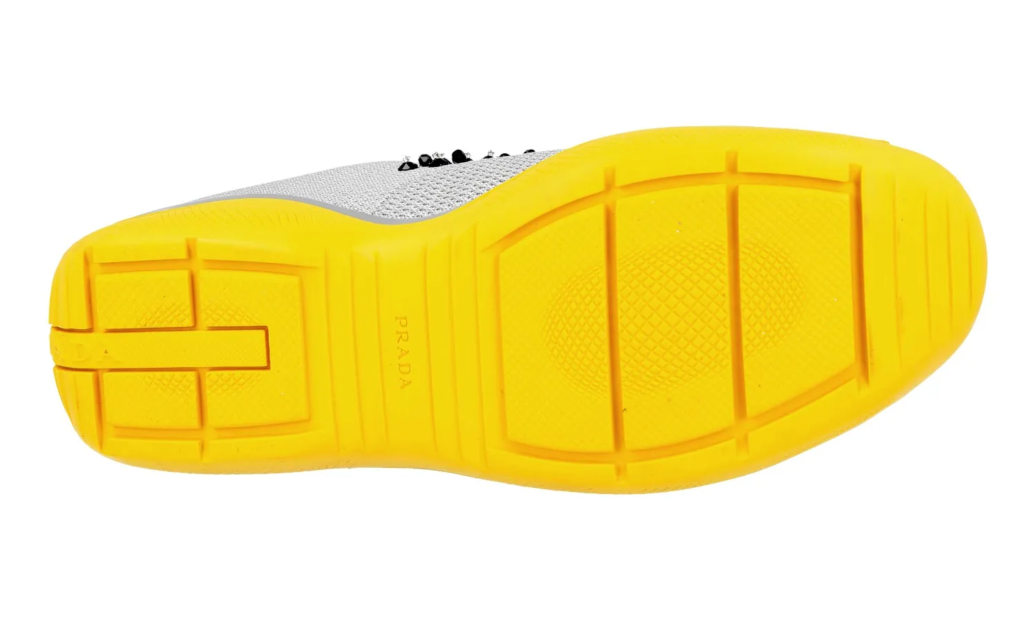 Elastic Strap Stable Heel Counter Prada Women's Silver Sneaker 1E784G