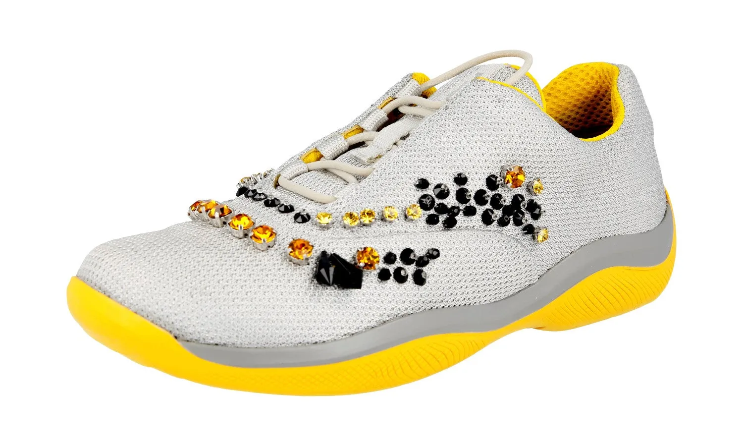 Prada Women's Silver Sneaker 1E784G Recycled materials