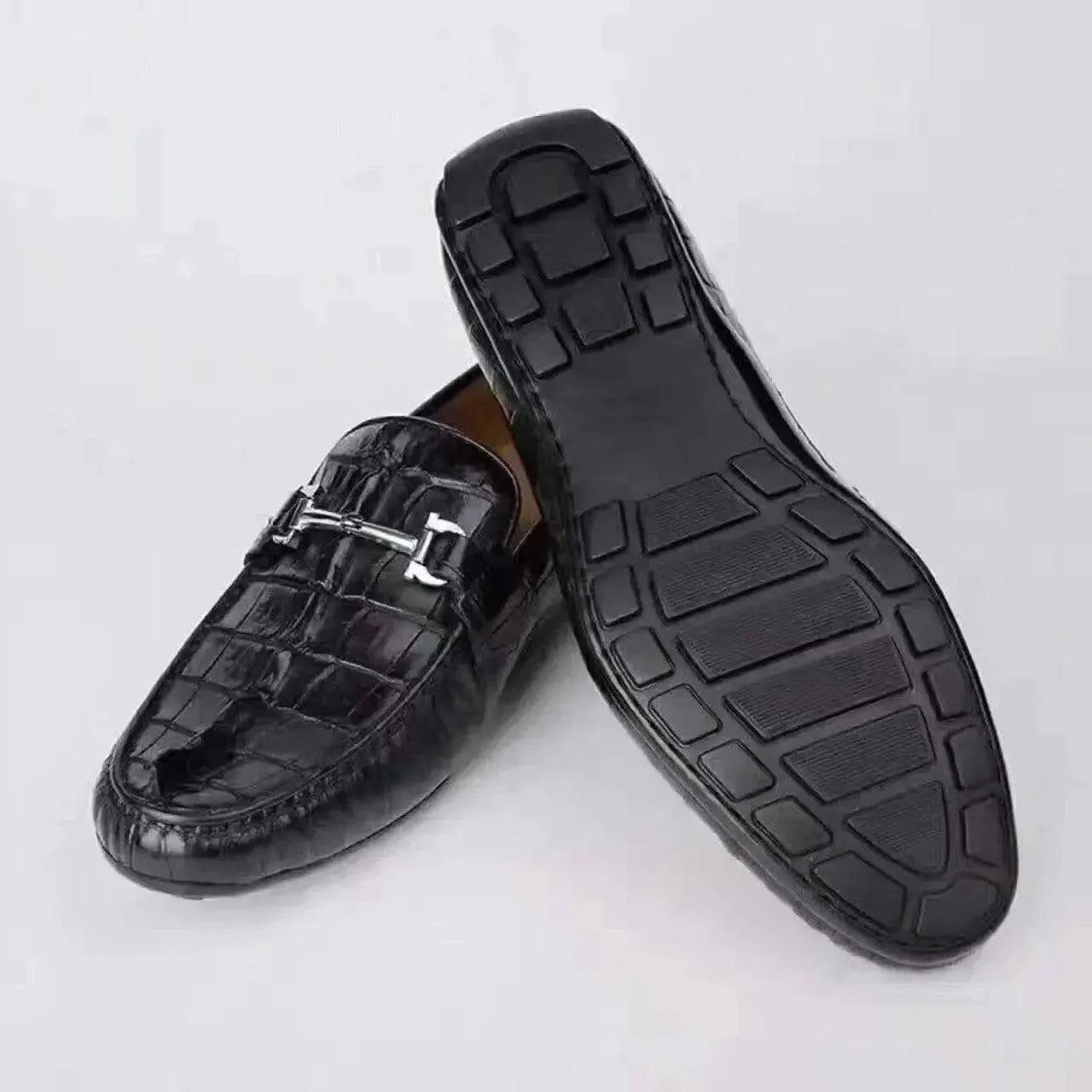 Crocodile Shoes Crocodile Loafer Slip-On Shoes Casual Look linen fresh