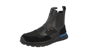 Prada Men's Black Leather Mechano Chelsea High-Top Sneaker 2TG139 Stable Activity