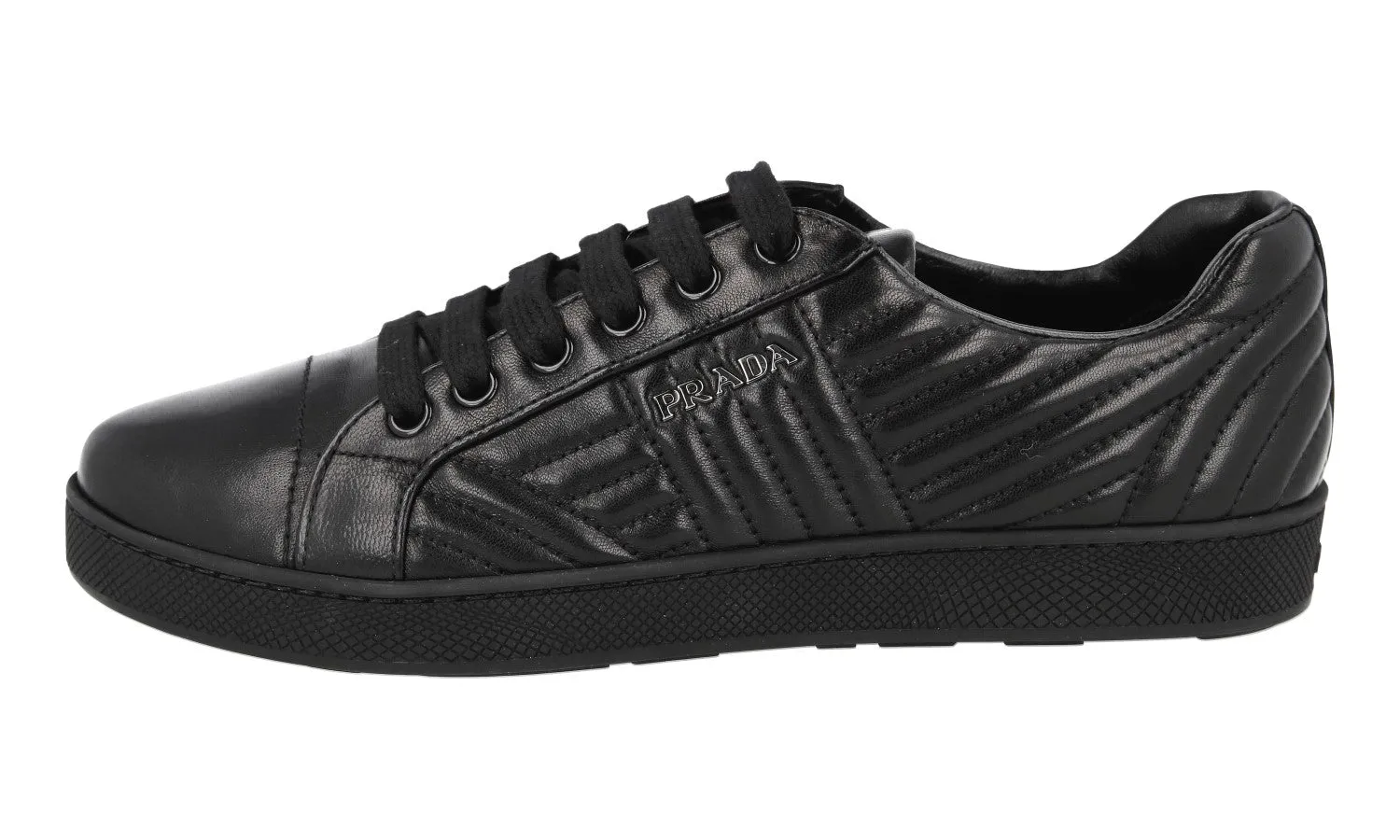 Prada Women's Black Leather Diagramme Sneaker 1E344I High Quality