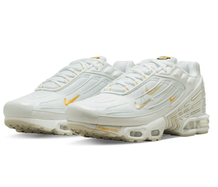 Men's Nike Air Max Plus TN III (White/Gold) foam - filled - feature shoes recycled - material running gear