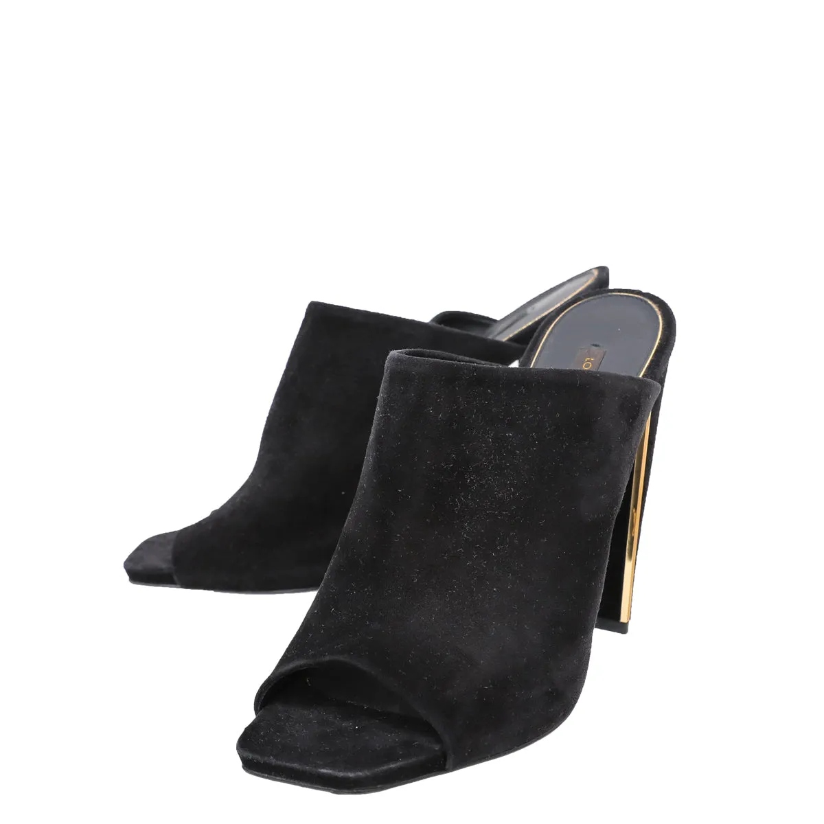 Air Dry Louis Vuitton Black Suede Metallic Edges Mules 39.5