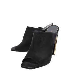 Air Dry Louis Vuitton Black Suede Metallic Edges Mules 39.5