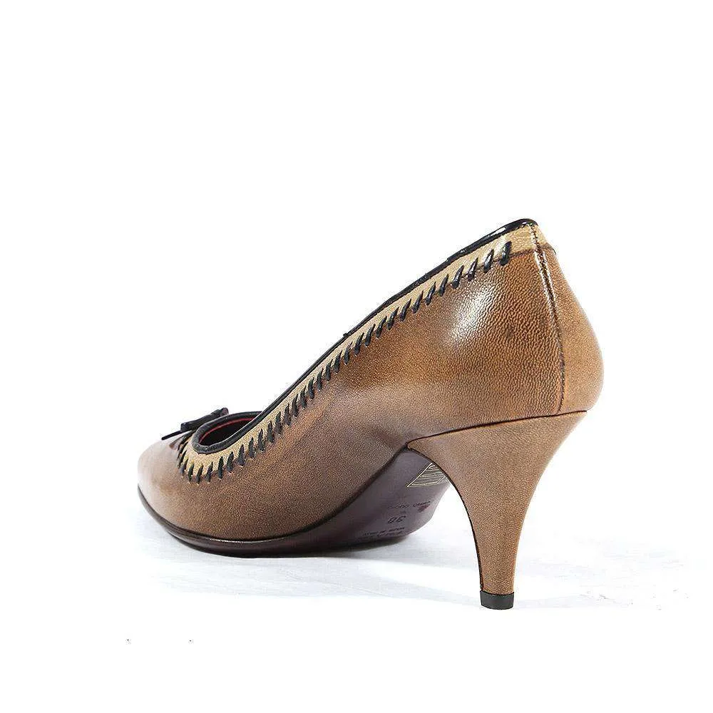 Prada Women's Shoes Natural Beige Nappa Leather Pumps 1I6101 (PRW7) Moon Tone