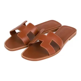 Moisture wicking Top quality Hermes Oran Sandals Gold Box Calfskin 36