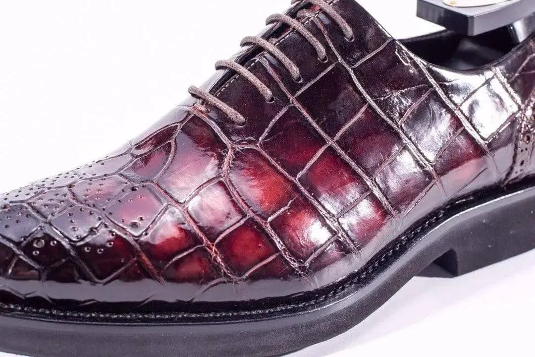 Crocodile Shoes Brouge Shoes ,Crocodile Leather Lace-Up Shoes Hope Step Exhibit Day