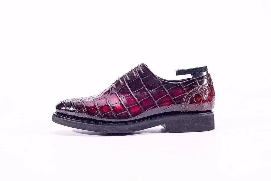 Crocodile Shoes Brouge Shoes ,Crocodile Leather Lace-Up Shoes Casual Shoes Non-Slip Footwear