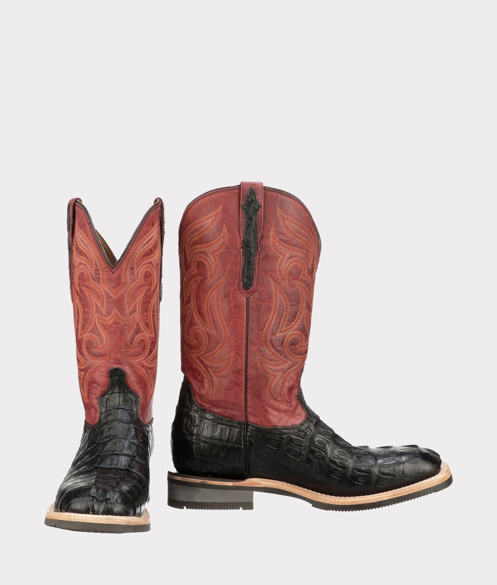 Earth Tones Lace-Up Style Rowdy Hornback Caiman :: Black
