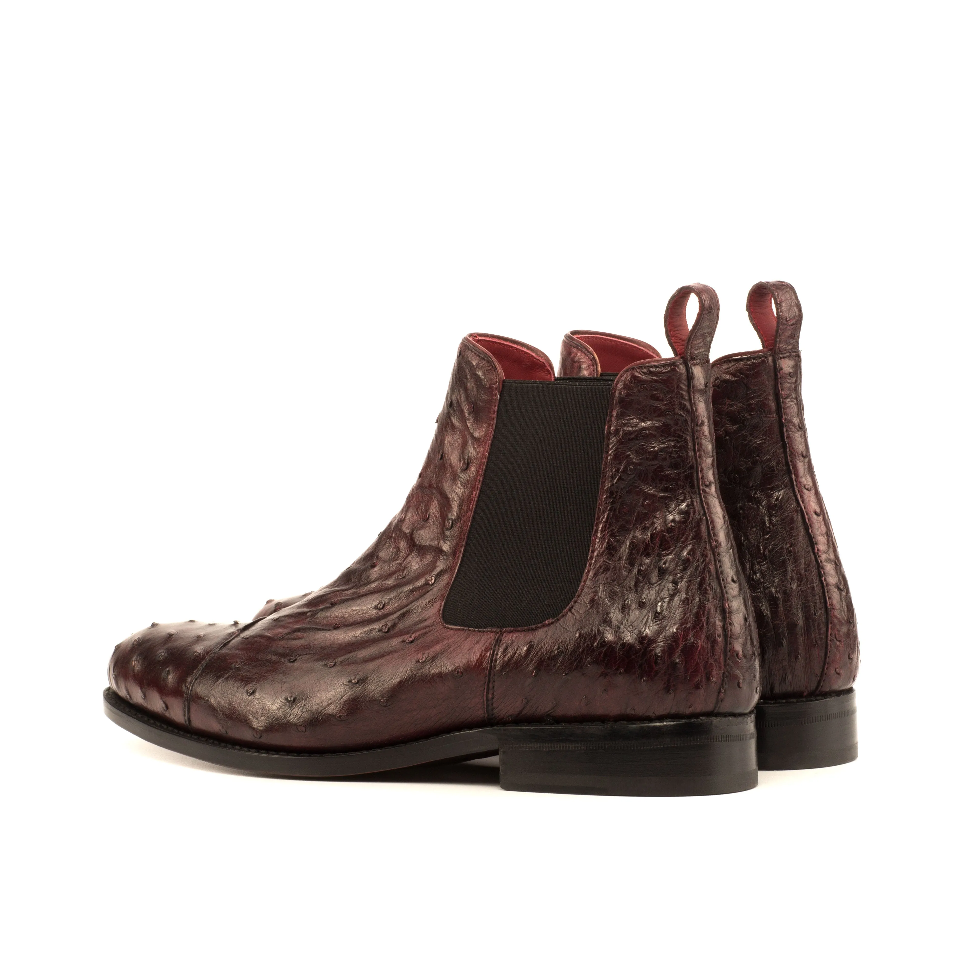 Neutral Presence Leather Grain Burgundy Ostrich Chelsea Boots