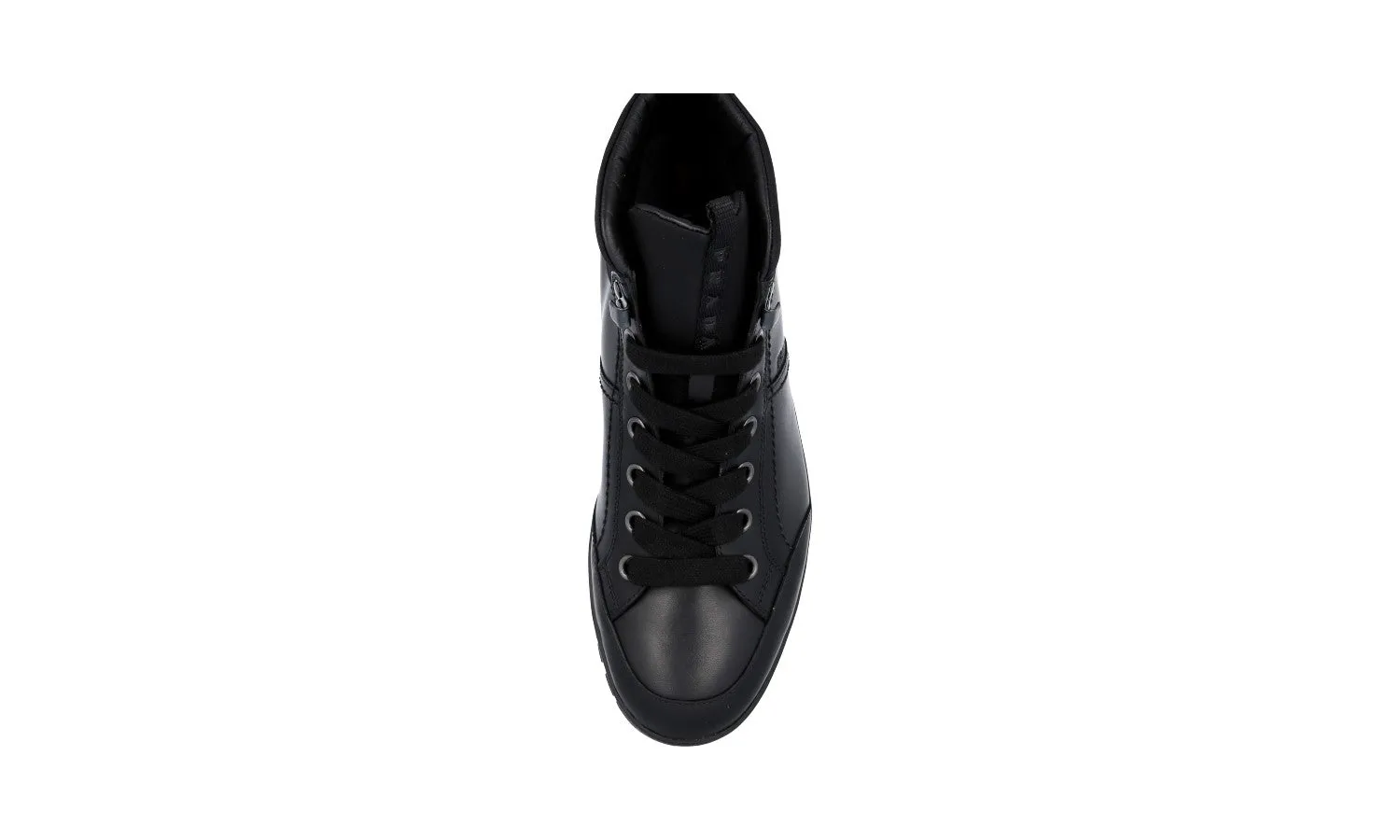 Prada Men's Black Leather High-Top Sneaker 4T3357 Indoor Training Micro Perforated Vamp