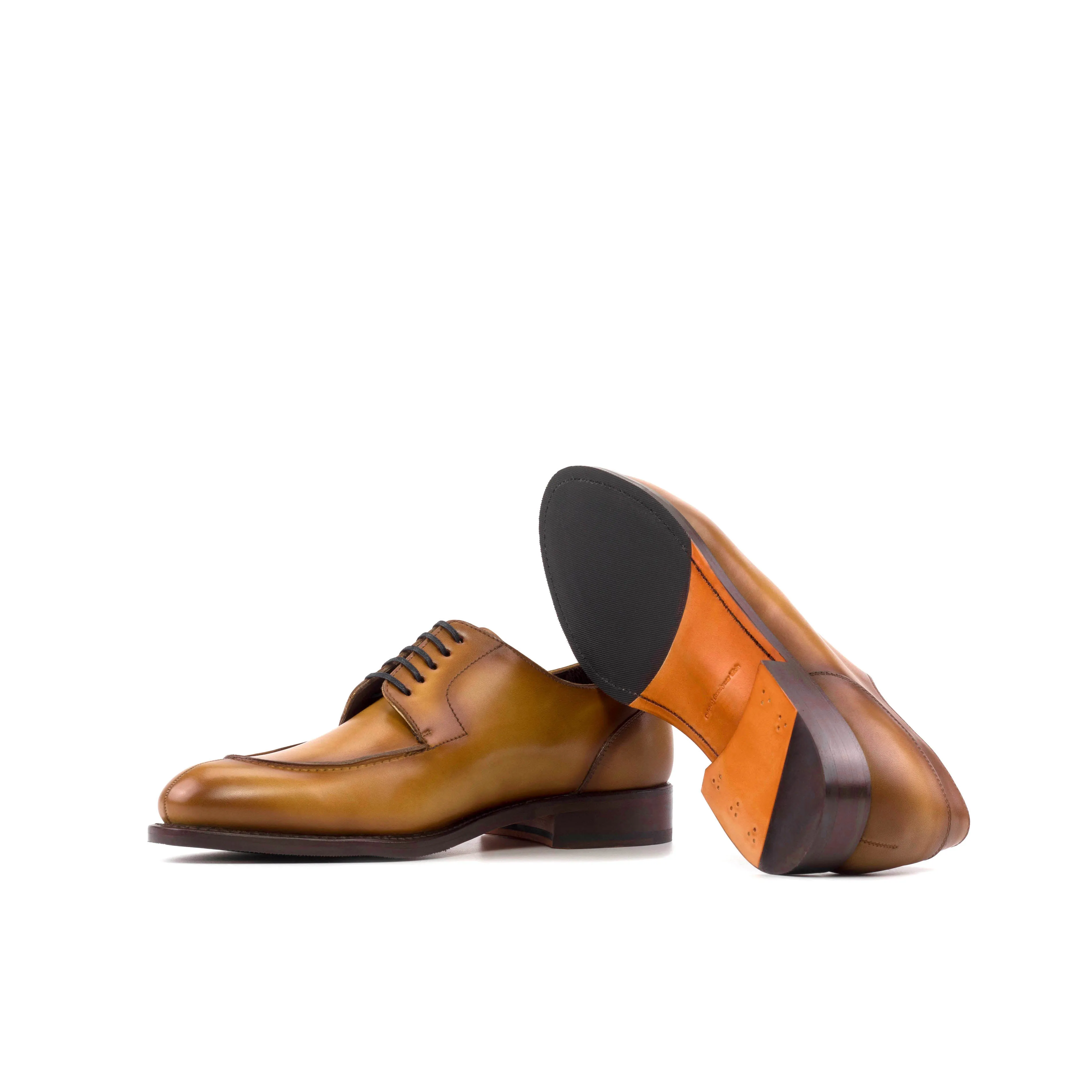 Cognac Painted Calf Leather Split Toe Derby Fashion Simplicity Fast Pair