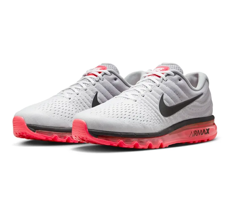 Men's Nike Air Max 2017 (Wolf Grey/Hot Punch) Long Distance Running running on a track shoes