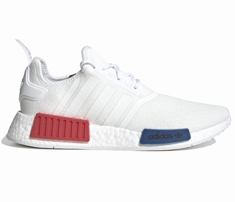 badminton player shoes running for school events Adidas NMD R1 Men's (White/Blue/Red)
