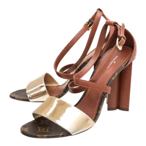 Louis Vuitton Bicolor Odyssey Heeled Sandals 39 Slip Resistant All Weather