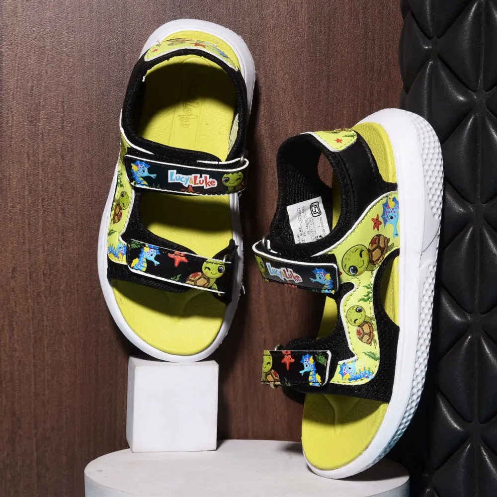 Lucy & Luke Black Casual Sandal For Kids HIPPO-51 By Liberty Modern Glow