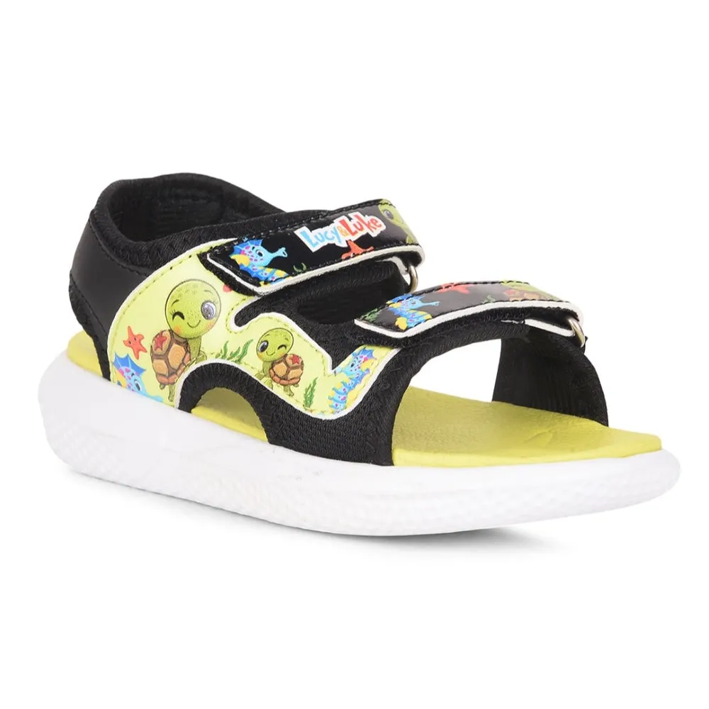 Lucy & Luke Black Casual Sandal For Kids HIPPO-51 By Liberty Beach Sandals