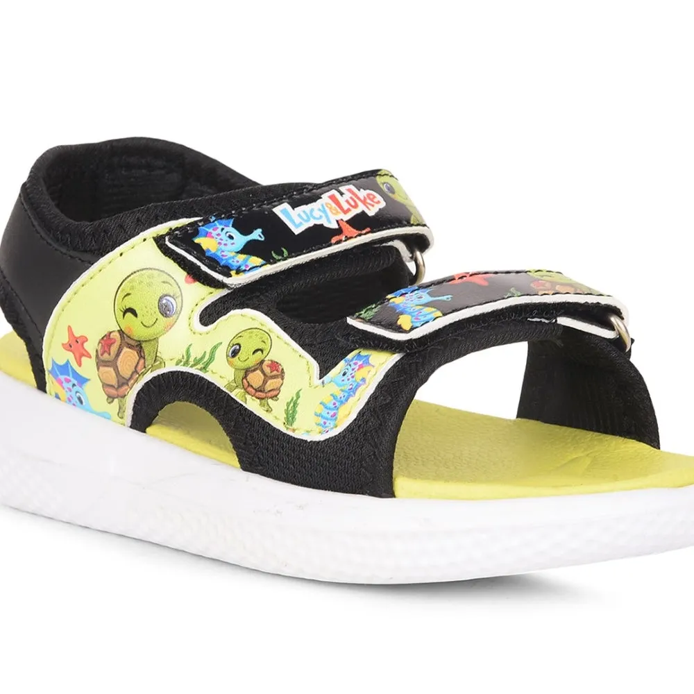 Lucy & Luke Black Casual Sandal For Kids HIPPO-51 By Liberty Breezy Comfort