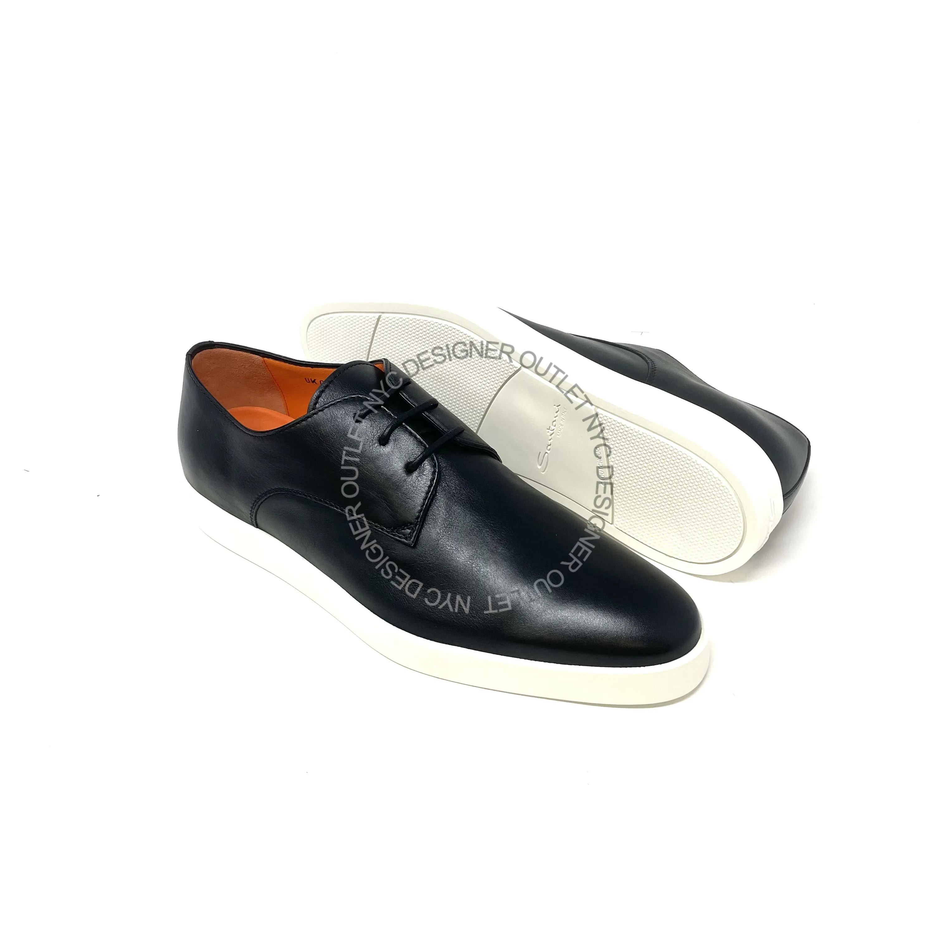 Elegant Leather Lace-ups Quick Step Shoes Santoni Derby Balanced Look