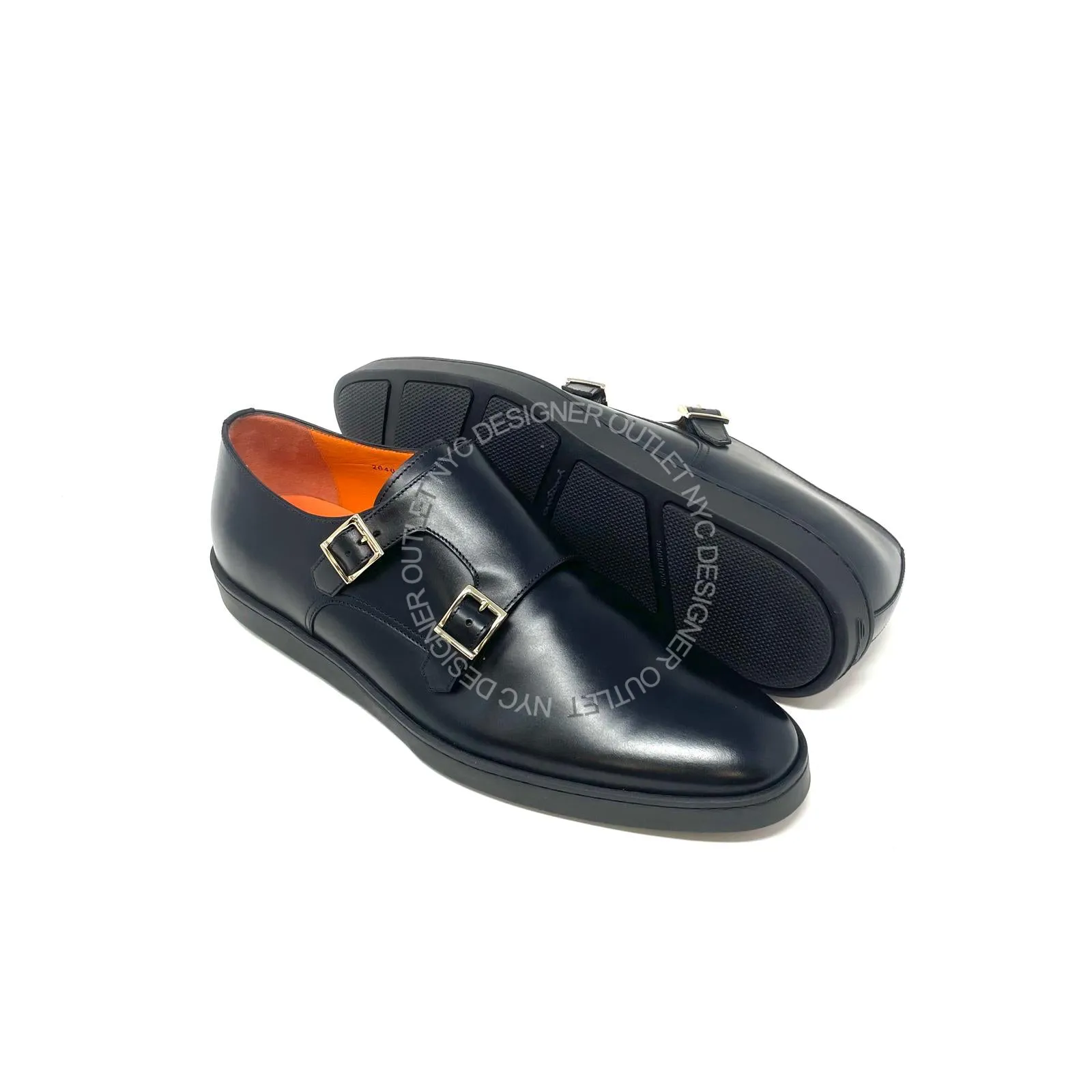 Santoni Mens Monk Strap Toe Bumper Lead Shade Business casual