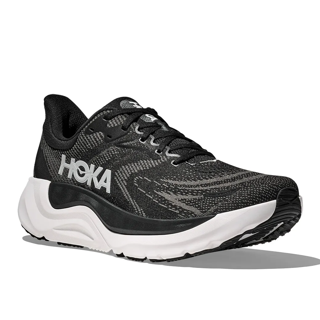 Comfortable Stretch Ventilated Mesh Mens Hoka Arahi 8 Wide in Black/White