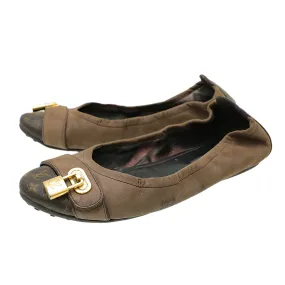 Padded Comfort Standing Workers School Day Louis Vuitton Brown Monogram Iridescent Lucky Ballerina 36.5