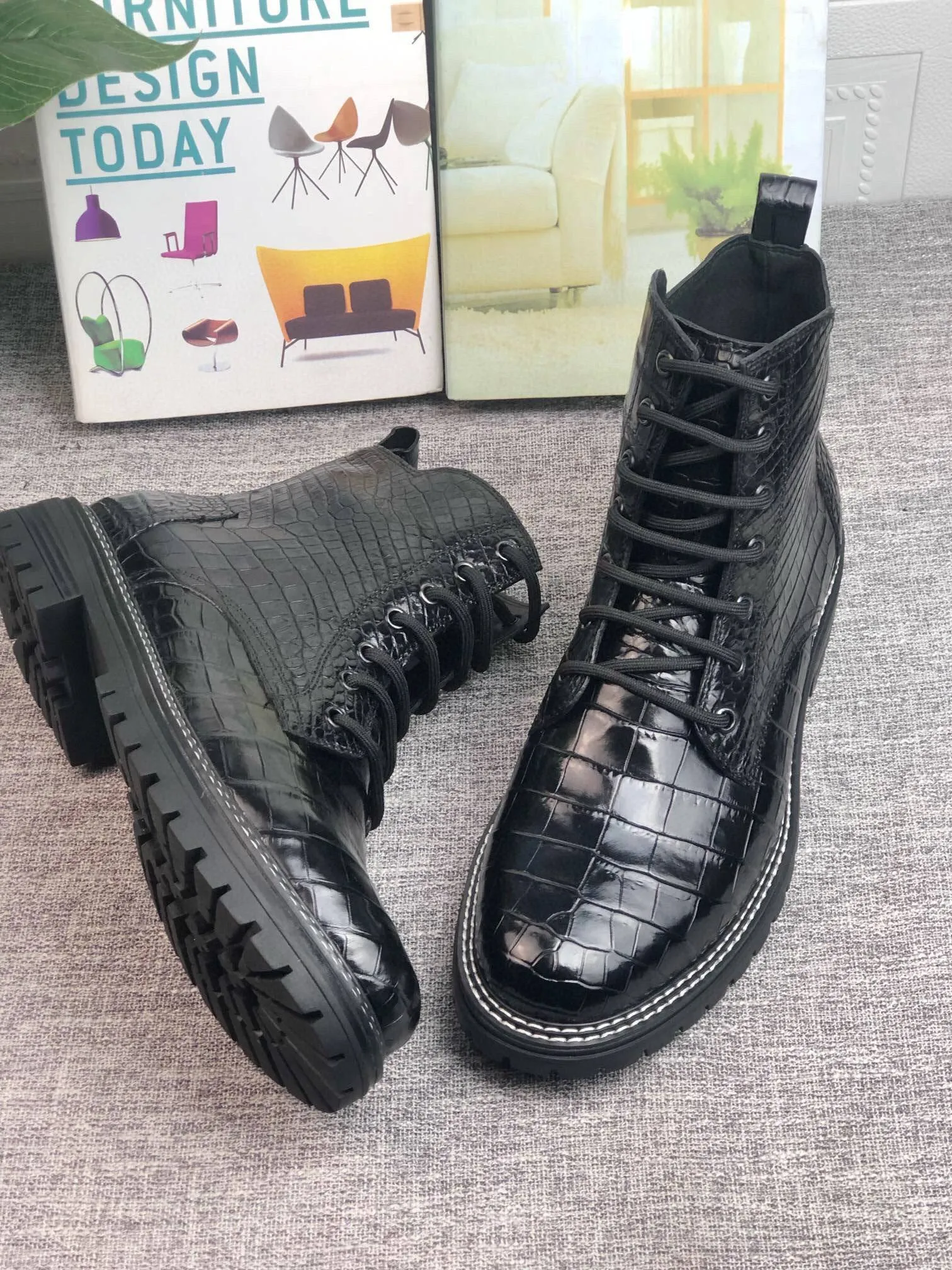 Indoor Wear Crocodile Shoes Crocodile Skin Leather Martin Boots