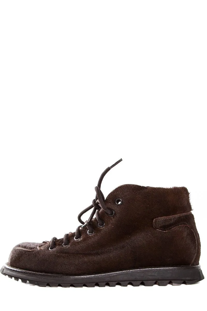 Timeless Fit Prada Sport Brown Calf Hair Round Toe Booties SZ 35.5